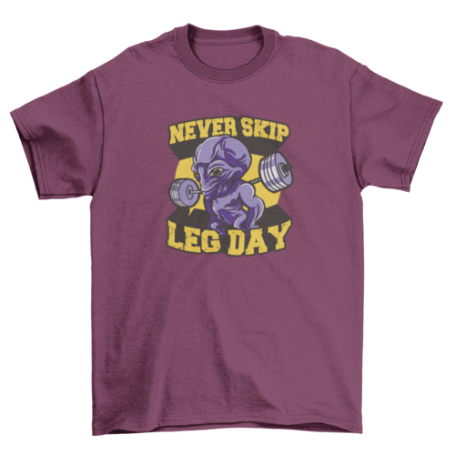 Alien creature in the gym t-shirt design